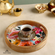 Mango Wood Round Tray - Pastel Floral