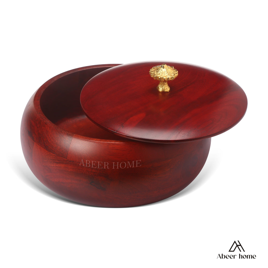 Mango Wood Roti Box -Mahogany Gold